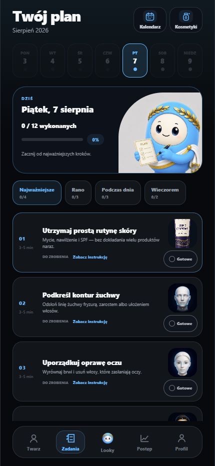 Ekran codziennego planu Looky